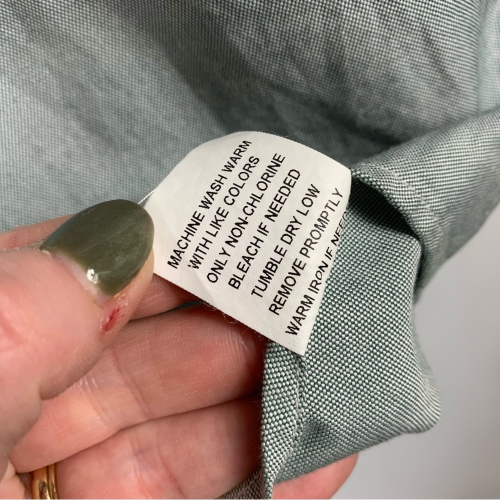 LL Bean Green Cotton Single Needle Tailoring 17.5-34 Button Down Shirt - Picture 7 of 9